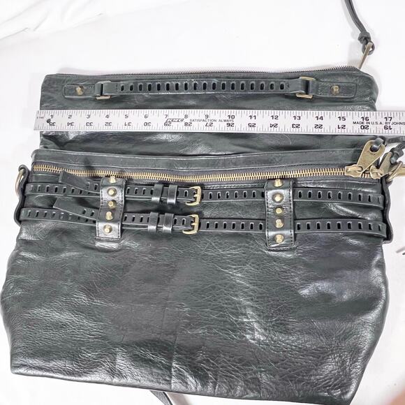 Joelle Hawkens Victory Folder Shoulder Bag Purse Black Leather Convertible - Picture 15 of 15